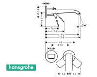 MEDIDAS MONOMANDO LAVABO MURAL VIVENIS HANSGROHE